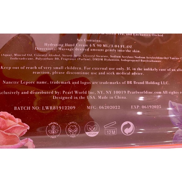 Nanette Lepore 4 Pc‎ Vegan Hand Cream Collection Fresh Gardenia/Enchanted Orchid - Picture 6 of 6